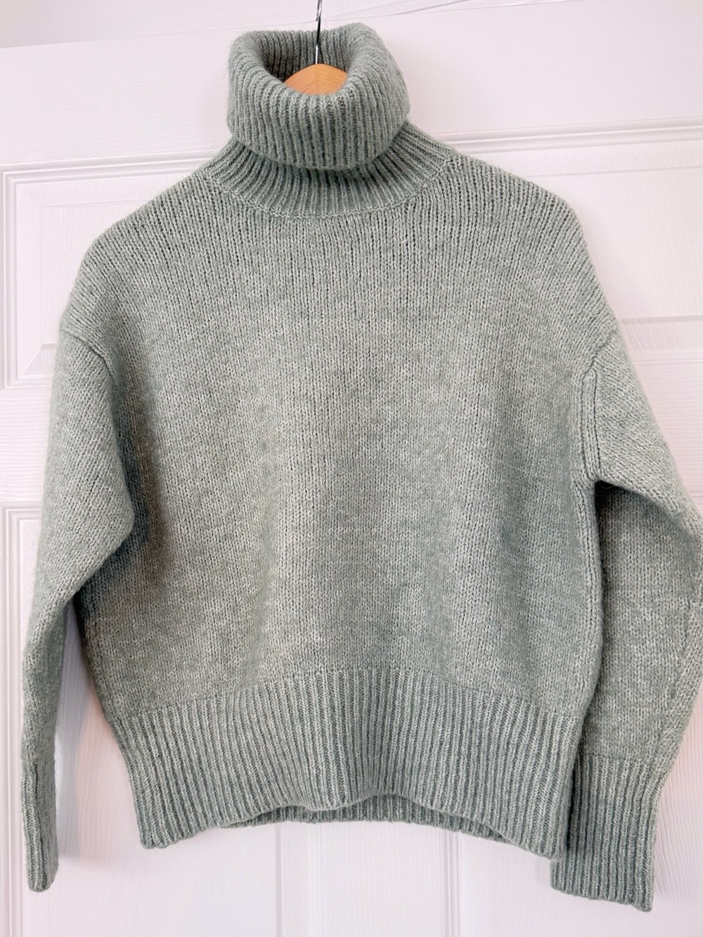 Zara Oversized Turtleneck Sweater in Sage Green